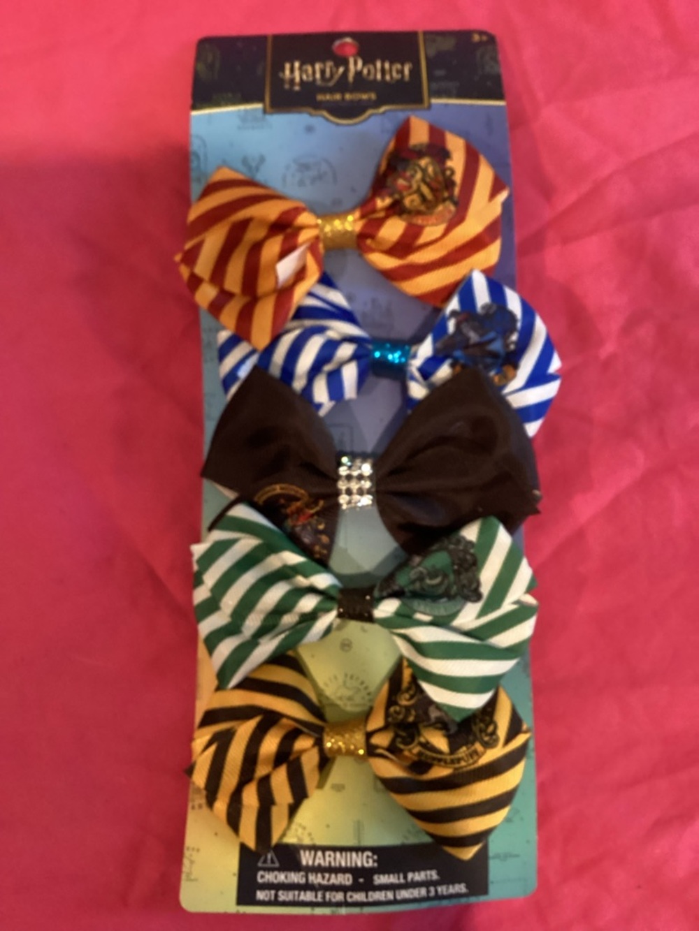 487-Set of 5 Harry PotterThemed Hogwarts House Design Hair Bows Various Colors